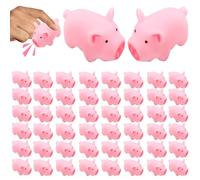 50 pcs Mini Cochons en Caoutchouc Jouet de Bain Flotteur Squeak, Jouets de Baignoire pour Bébé Cochon Mignon pour Halloween, Noël, Faveur Fête d'Animal Ferme, Style 1