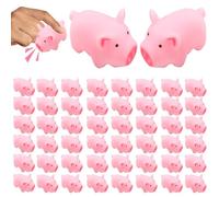 50 PCS Mini Pigs Baignier en Caoutchouc Jouet, Float Squeak Piggy Baby Bathtub Toys for Halloween Christmas Farm Animal Party Favor Style