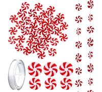 50 Pcs Noël Sucette Ornement Suspendu Tourbillon Bonbons Pendentif sucettes de Noël Rouges et Blancs Décoration Noël Sucette Ornement Acrylique Arbre de Noël Cannes de Bonbon pour Sapin Noël