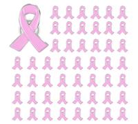 50 PCS - Octobre Rose Pins, Épingles en Polyester Octobre Rose Broche Ruban Cancer du Sein Accessoires de Décoration avec Épingle de Sûreté pour Femme de Bienfaisance
