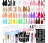 50 Pcs Ongle Kit Complet Poly Extension Gel D'Extension Pour Ongles 24 Couleurs Avec Vernis Mat Et Brillant Effet Cat Eye