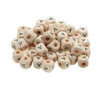 50 pcs/Paquet 10mm AZ Naturel Lettre en Bois Perles Mixte Alphabet Cube Carré