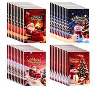 50 Pcs Petits Sacs Cadeaux Noël | Sacs en Plastique avec Poignées pour Bonbons Biscuits Snacks Fournitures de Fête de Fin d'Année