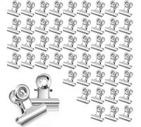 50 Pcs Pinces Métal Argent 22mm Bulldog Charnière Bureau Cuisine Maison | Pour Documents Et Sachets, Solide, Antirouille, Cinquante Unités, Set, École, Pratique, Compact, Bureau, Maison