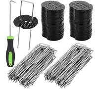 50 pcs Piquets de Jardin avec 50 Rondelle et Crochets à Outils Sardines de Fixation Garden Pegs pour la Pelouse, Le Jardin,la Fixation de Tuyaux 150x40mm Ø 2.5mm (101)