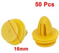 50 Pcs plastique jaune Rivet Garniture Fastener Clips 8mm x 11mm x 16mm