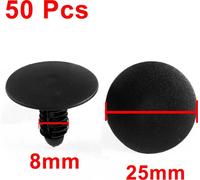 50 Pcs Rivet en plastique Fastener pare-choc pare-boue Clips 8mm x 19mm x 25mm Noir