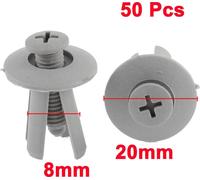 50 Pcs Rivet plastique gris Moulage Fastener Clip pour trou de 8mm