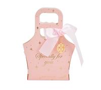 50 PCS Rouge et Or Bowknot Sac À Main Faveur De Mariage Boîte À Bonbons avec Poignée, Sacs En Papier avec Ruban Doré pour Bonbons Collations Traiter Les Fêtes De Noël (Pink with Light Pink Ribbon)