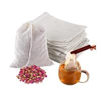 50 pcs Sachets Filtre à Thé Sachet de Thé à Remplir avec Cordon Sachets de thé Réutilisables Mousseline de Coton Sachet Thé pour Herbes, Thé en Vrac, Café (8 x 10 cm)