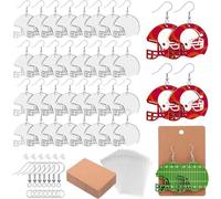 50 Pcs Sporty Sublimation Boucles d'oreilles en Bois Football Drops Casques Uniques Bijoux ' Accessoires pour Femmes Actives Boutines ' Inachevées