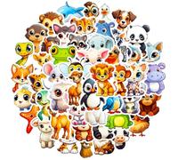 50 Pcs Stickers Enfant, Gommettes Animaux, Autocollants Animaux Enfants, Autocollants de Récompense Animal, Imperméable Sticker Récompense Animale, pour Scrapbooking Valise Bagages Vélo Skateboard