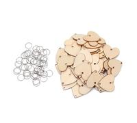 50 Pcs Wooden Slices Circle Discs Tags Star Heart Round Moon Crafts DIY Hanging Label With Holes Ring Clips Pour L'artisanat Et La Signalisation(Color 3)