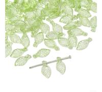 50 Pendentifs Feuille Vert pour Bracelet Collier(Light green) | Acrylique pour durable, nuances vert foncé et clair, taille 5x10mm, parfait pour projets créatifs enfants