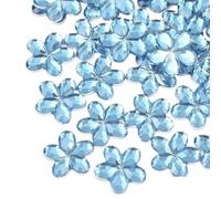 50 PERLES STRASS CABOCHON Fleur Strass Bleu 9 mm Acrylique à coller - Dos Argenté - Creation Diy