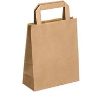 50 Petits Sacs en Papier écologique kraft écru avec poignée 6 litres largeur 22 hauteur 28 soufflet 10 cm sac papier, cabas papier 70 g pour sac boutique sac vente à emporter boutique sac magasin