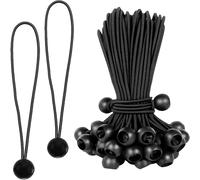 50 Piece Bungee Cord,Black Elastic Ball Bungee Cord,With Small Balls,20 Cm Universal Bungees With Ties,For Fixing Tarpaulins,Bunting And Tents