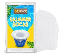 50 Pièce Chaussette Skimmer Piscine, Réutilisable Chaussette Filtre Piscine, Prefiltre Skimmer Nylon Élastique avec Maillage Ultra-Fin, Chaussettes d'écumeur de Piscine pour les Débris et la Saleté