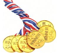 50 pièces/10 pièces/1 pièce Médaille en plastique dorée, convient pour les compétitions de gymnastique, les événements sportifs, les concours de talents, les concours d'orthographe, les fêtes d'annive