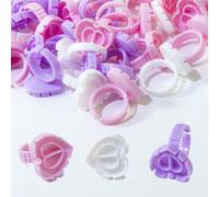 50 pièces/100 pièces Coupe de colle pour extension de cils violette en forme de cœur et de triangle. Outil goutte-à-goutte pour fournitures d'extension de cils ou de tatouage, ou support adhésif pour 
