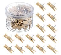 50 Pièces 35x7mm Punaises avec Clips en Bois, Punaises Décoratives pour Photos Projets d'Artisanat Tableau en Liège Tableau d'Affichage Mur d'Affichage Épingles en Bois pour Cartes et Notes