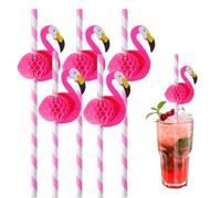 50 Pièces 3D Pailles en Papier PaillesPapier Jetables,Paille Rayée Coloré Cocktail Pailles, Biodégradables 3D Flamingo Pailles pour la Décoration de Boisson Tropicale de la Plage D'été à la Plage