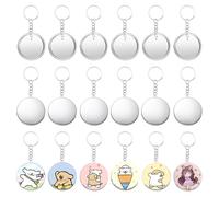 50 Pièces 58mm Fournitures de Porte-Clés pour Fabricant de Boutons Ensembles de Badges de Boutons en Métal avec Boîtier en métal, Couvercle arrière, Film transparent et Tête de chaîne