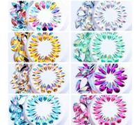 50 pièces 8*13mm Acrylique sans collage à chaud Dos plat Goutte pointue Couleur AB Bijoux DIY 8 mm x 13 mm, 50 piècesPMMA
