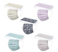 50 Pièces Adulte pour Masque Tissu Non-tissé 3 Plis Protection Faciale Jetable Respirant Doux Antipoussière Plein Air Femmes et Hommes Impression Bandeaux Tissu Multifonctionnel Écharpes (A-3)