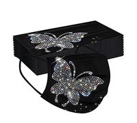 50 Pièces Adulte pour Masque Tissu Non-tissé 3 Plis Protection Faciale Jetable Respirant Doux Antipoussière Plein Air Femmes et Hommes Impression Bandeaux Tissu Multifonctionnel Écharpes (D-003)