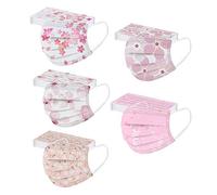 50 Pièces Adulte pour Masque Tissu Non-tissé 3 Plis Protection Faciale Jetable Respirant Doux Antipoussière Plein Air Femmes et Hommes Impression Bandeaux Tissu Multifonctionnel Écharpes (B-2)