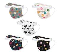 50 Pièces Adulte pour Masque Tissu Non-tissé 3 Plis Protection Faciale Jetable Respirant Doux Antipoussière Plein Air Femmes et Hommes Impression Bandeaux Tissu Multifonctionnel Écharpes (A-1)