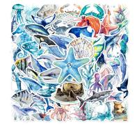 50 Pièces Autocollants Animaux Marins, Autocollant Gommettes Enfant, Stickers Mer, Imperméables Monde Sous-marin Autocollants, pour Scrapbooks Skateboards Ordinateur Portable, Bouteille D'eau