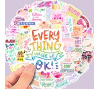 50 pièces Autocollants de phrases motivationnelles en anglais style graffiti, décoration personnalisée pour guitare, cahier, bagage, ordinateur, moto, planche à roulettes, fournitures scolaires, rentr