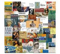 50 pièces Autocollants de style billet de galerie d'art vintage, motifs de peintures de Da Vinci, Van Gogh. Convient pour décorer les journaux, les livres, les coques de téléphone, les ordinateurs por