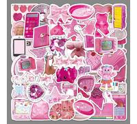 50 pièces Autocollants esthétiques Coquette Y2K, autocollants d'art graffiti rose, autocollants de mode style Y2K, décoration de scrapbooking, convient pour ordinateur portable, téléphone, voiture, pl