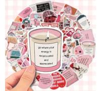 50 pièces autocollants roses inspirants et imperméables - citations d'amour de soi et de motivation pour la décoration de soi-même sur les ordinateurs portables, les guitares, les skateboards, les cas