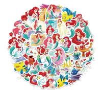 50 pièces Autocollants Sirène, Adorables Autocollants Sirène Princesse, Kawaii Ensemble d'autocollants en vinyle imperméable DIY pour Skateboard, Voiture, Ordinateur Portable, Guitare, Adolescents
