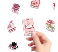 50 pièces Autocollants thème livre rose, sans répétition, décoration exquise, convient pour les cadeaux de rentrée scolaire, les récompenses en classe, Halloween, Thanksgiving, Noël, les cadeaux de va