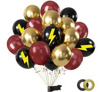 50 Pièces Ballons Anniversaire Noir/Or/Rouge Bordeaux - 12 Pouces Décoration Fête Thème Magie/Académie Anniversaire Garçons & Filles pour Filles Kit Fête Enfan