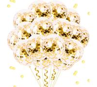 50 Pièces Ballons Confettis Or Ballons Confettis en Latex Ballon de Fête Or pour Fête d'Anniversaire Mariage Fiançailles Anniversaire Baby Shower Graduation Noël Carnaval Décoration