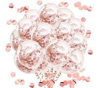 50 Pièces Ballons Confettis Or Rose Ballons Confettis en Latex Ballon de Fête Or Rose pour Fête d'Anniversaire Mariage Fiançailles Anniversaire Graduation Noël Carnaval Décoration