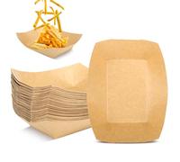 50 Pièces Barquette Frite,Barquettes en Carton Kraft,Boîte en Papier Kraft pour Salade,Frites Curry Intestin Salade Barbecue Sushi Snack