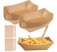50 Pièces Barquette Frites Jetable, 16,7 x 12 x 4 cm Plateau Carton