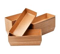 50 Pièces Barquettes en Carton Kraft, Plateaux Alimentaires Jetables en Papier Kraft, Assiette Brune en Carton, Bol Jetable Carton pour Gâteau Frites Collations Salade Sushis (17,2 x 7 x 3,5 cm)
