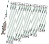 50 Pièces Bas De Ligne,Ligne De Peche Inoxydable,Fil De Pêche En Saumure,40lb Fil Haute Résistance Avec Boucle Swivels,Bas De Ligne De Pêche Connecter Gréement Crochet 4/6/8/10/12 Po