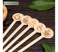 50 pièces Bâtonnets à café jetables en bois, divers motifs de café, accessoires de cuisine convenant pour le café, le thé au lait, les boissons chaudes, les cafés, les salons de thé, les cuisines, les