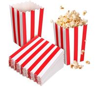 50 Pièces Boîte à Popcorn Rayée en Papier, Usage Fête et Snacks | Design Rayé Charmant, Portabilité Pratique, pour Célébration et Pool Party, Format Papier Léger