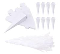 50 Pièces Boîtes de Bonbons à Cône, Boîte-cadeau en Papier de Cônes avec Ruban, Triangle Mariage Boîtes, Cone Faveur Coffrets Cadeaux pour Baptême Communion Mariage Fête Anniversaire (blanc)