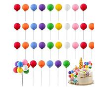 50 Pièces Boule Gâteau Topper Cupcakes Toppers Balle Toppers De Gâteau De Mini Ballon Mini Topper De Gâteau De Ballon Boule Decoration Gateau Pour Gâteau D'Anniversaire, Mariage, Fête (Colorés)